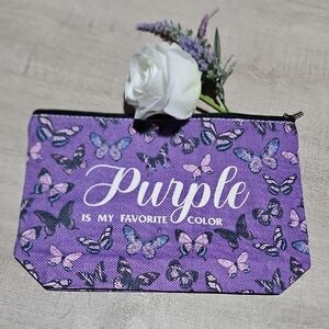 "Purple Is My Favorite Color" Butterfly Print Cosmetic/Storage Bag